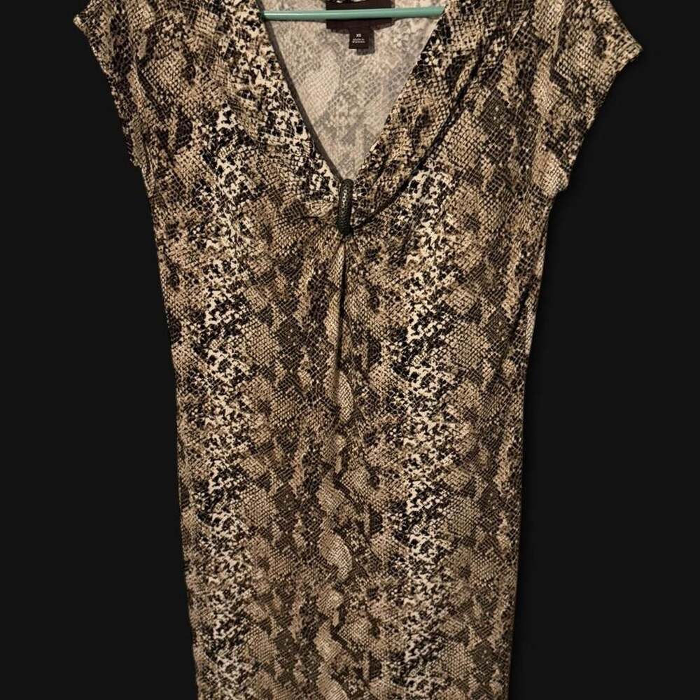 Dana Buchman Snake Print Dress XS V-Neck Bodycon